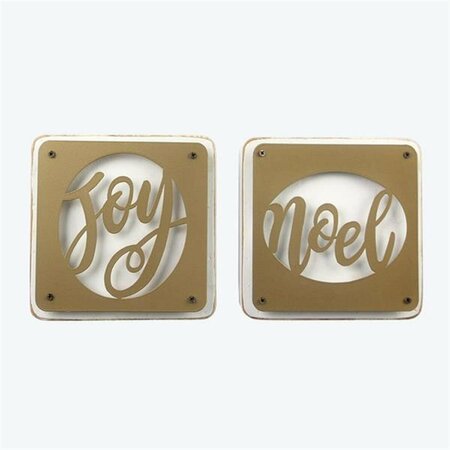 YOUNGS Wood & Metal Christmas Tabletop Sign - Noel & Joy, Assorted Color - 2 Piece 91708